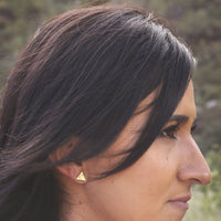 18k yellow vermeil triangle crosshatched stud earrings earrings Amanda K Lockrow