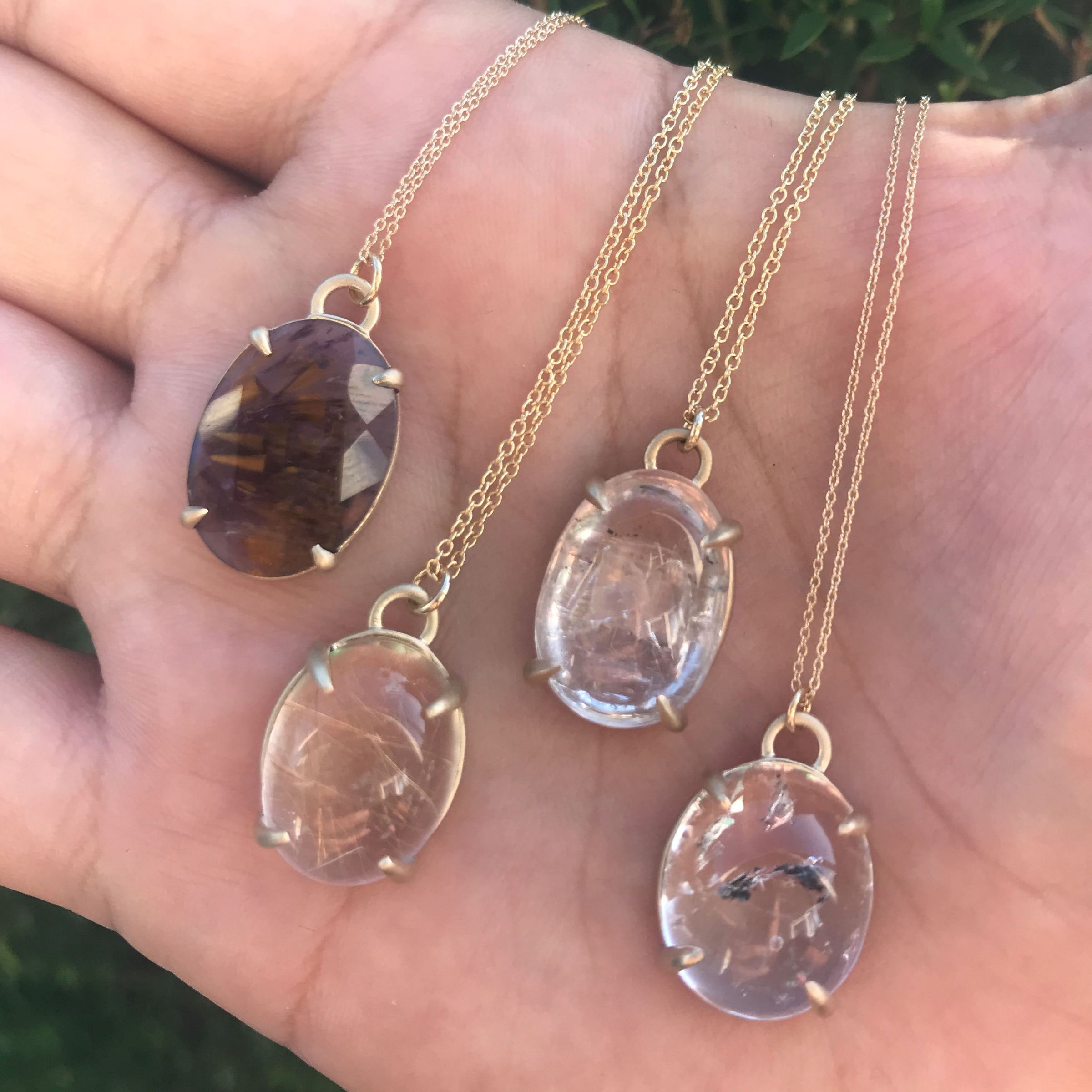 Aislinn rutilated quartz 14K gold necklace necklace Amanda K Lockrow