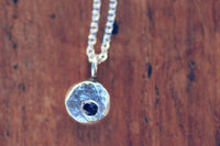 Pebble sterling silver necklace necklace Amanda K Lockrow 16 inches blue sapphire shiny silver chain