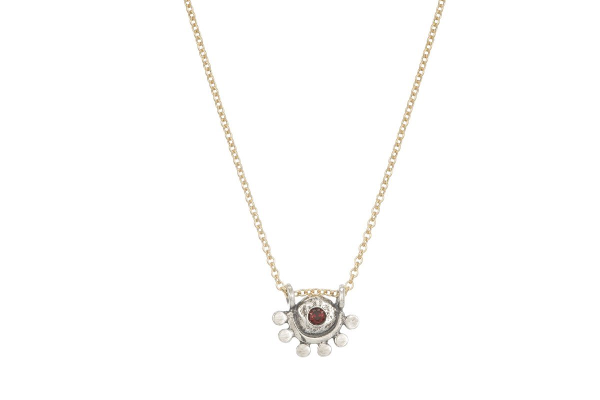 Garnet sterling silver and gold filled oriana necklace necklace Amanda K Lockrow