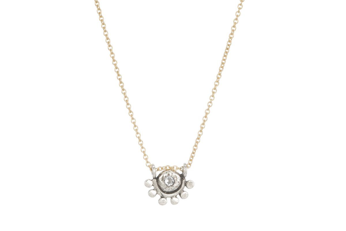 Aquamarine sterling silver and gold filled oriana necklace necklace Amanda K Lockrow