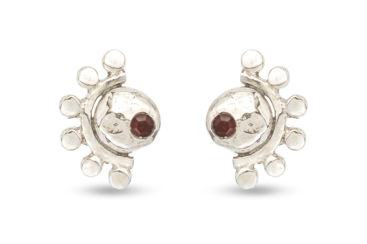 Oriana sterling silver and garnet stud earrings earrings Amanda K Lockrow