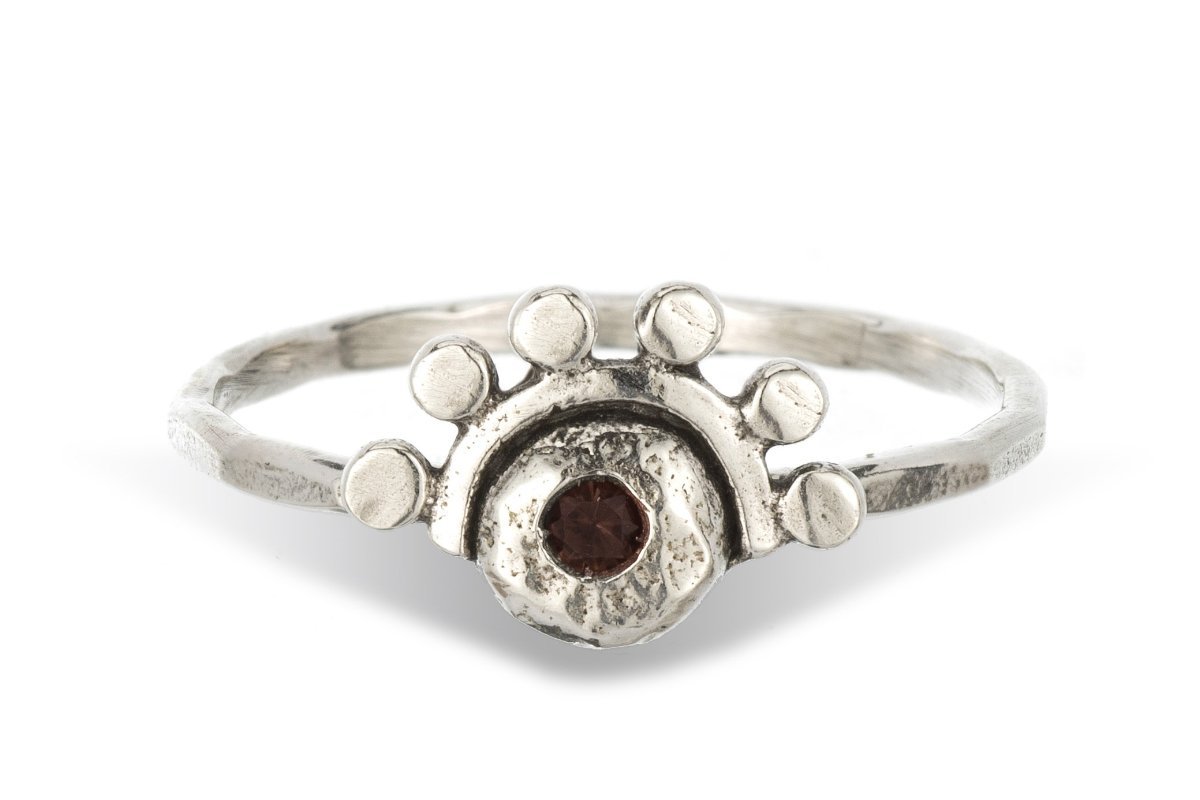 Smoky quartz sterling silver oriana stacking ring ring Amanda K Lockrow
