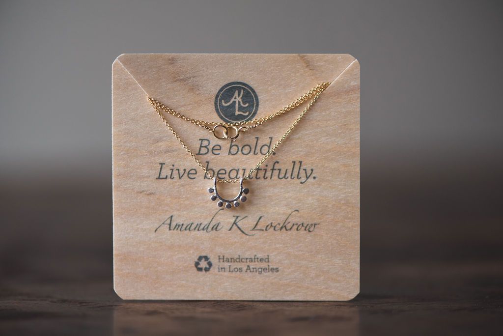 Sterling silver and gold filled dainty sunrise necklace necklace Amanda K Lockrow
