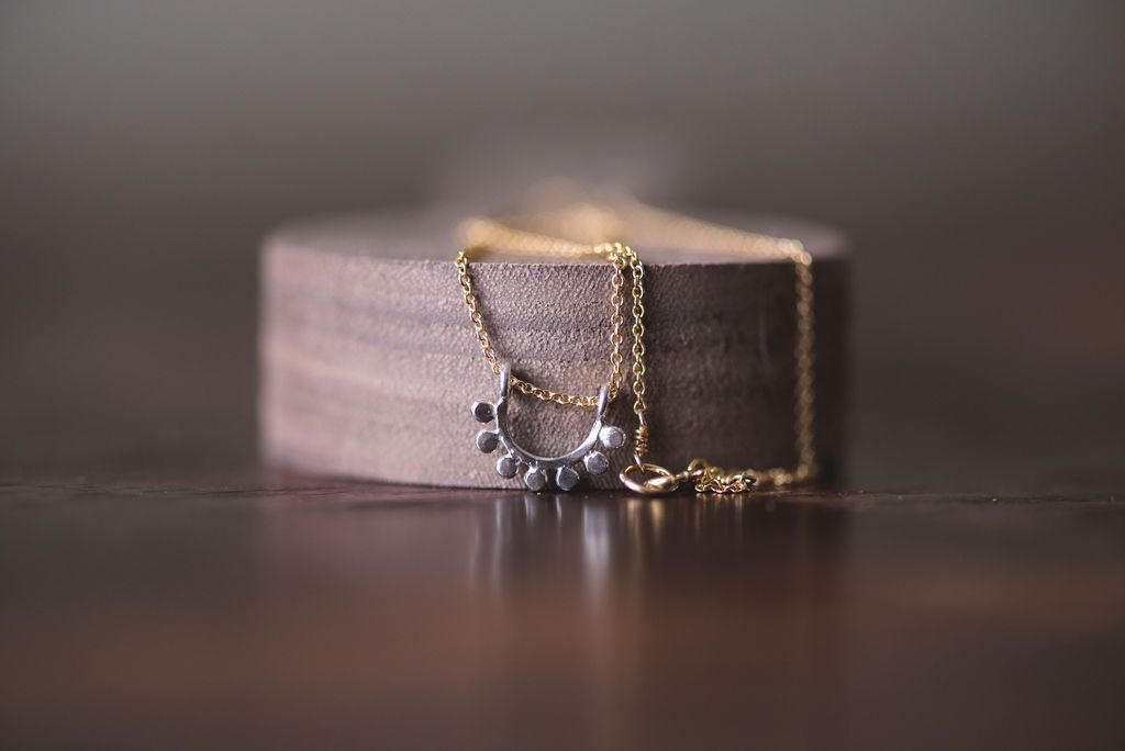 Sterling silver and gold filled dainty sunrise necklace necklace Amanda K Lockrow