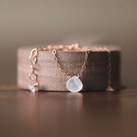 Dainty rainbow moonstone 14K gold filled necklace // bridesmaid gift necklace Amanda K Lockrow