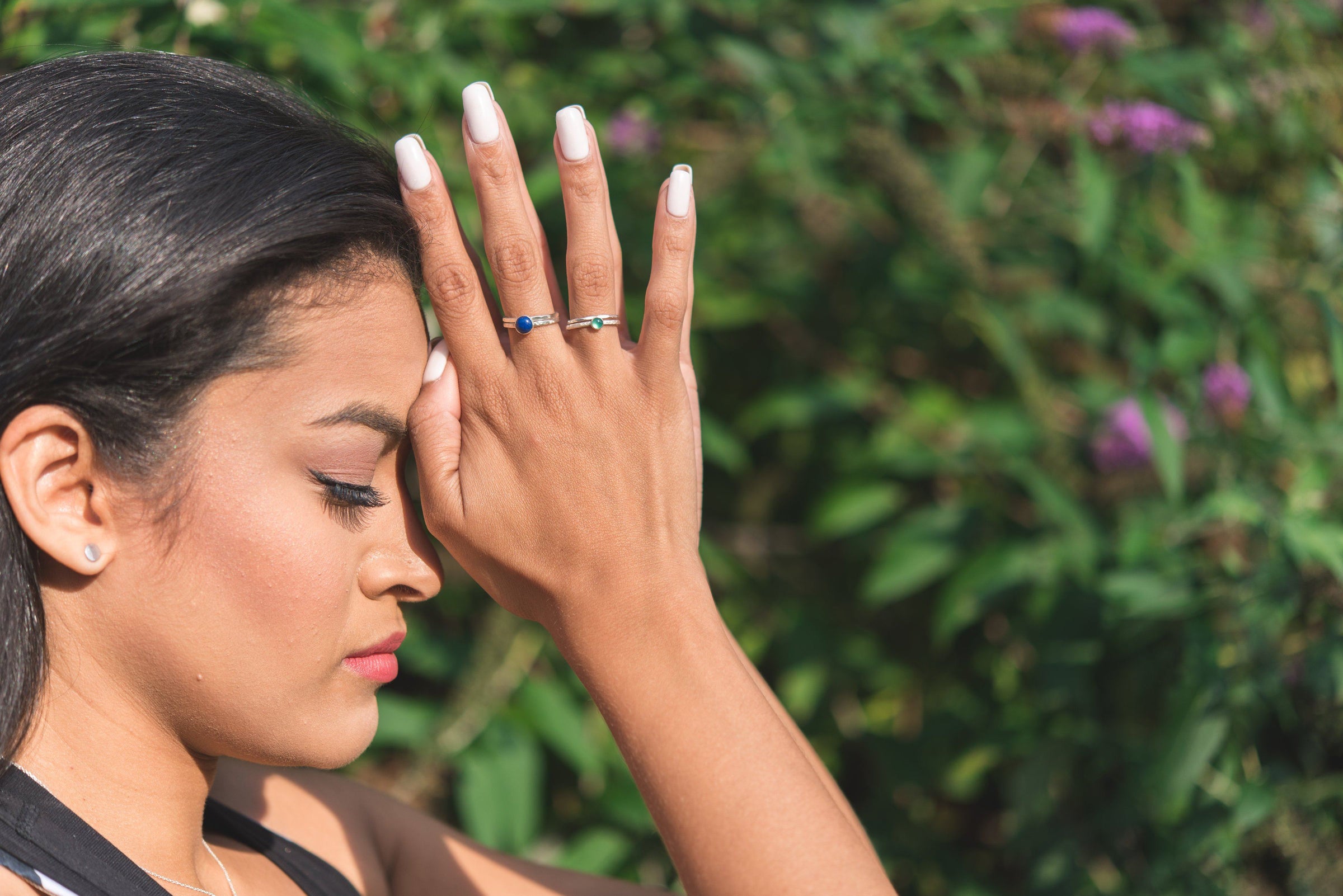 Gray Moonstone 8mm sterling silver stacking ring ring Amanda K Lockrow