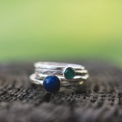 Lapis Lazuli 6mm sterling silver stacking ring ring Amanda K Lockrow
