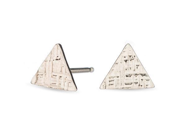 Sterling silver hammered tiny triangle studs earrings Amanda K Lockrow