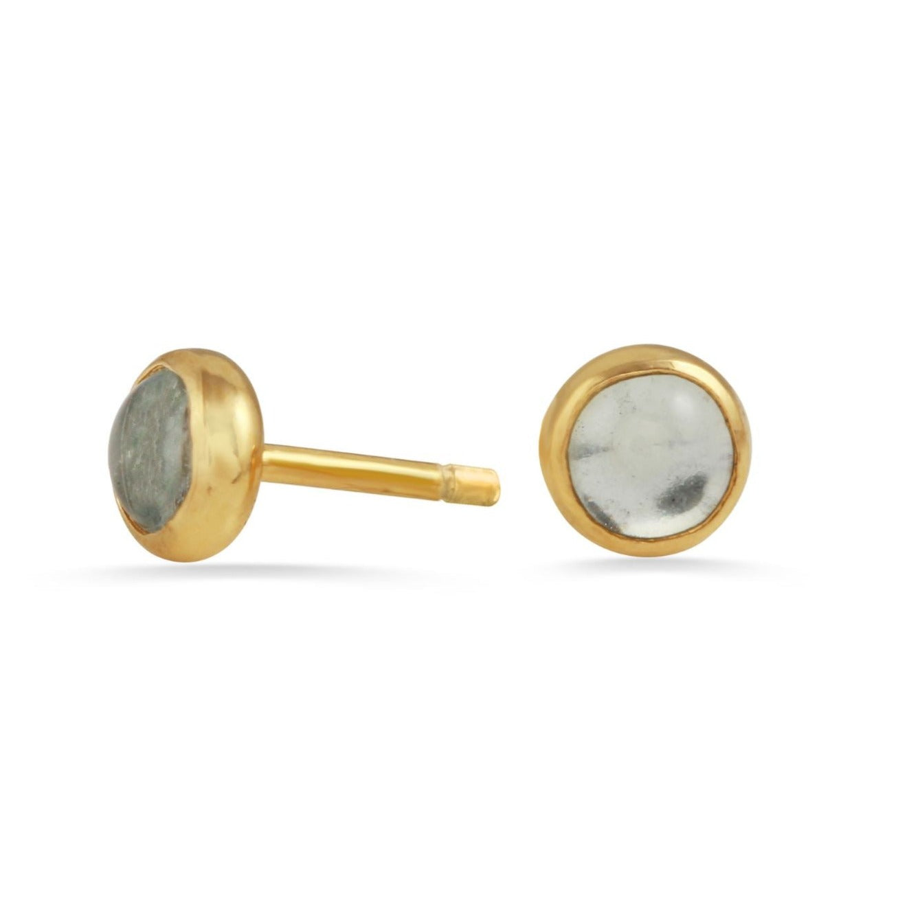 18K gold vermeil Aquamarine birthstone dot stud earrings earrings Amanda K Lockrow