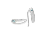Small sterling silver Siria ear climbers with aquamarine stones earrings Amanda K Lockrow