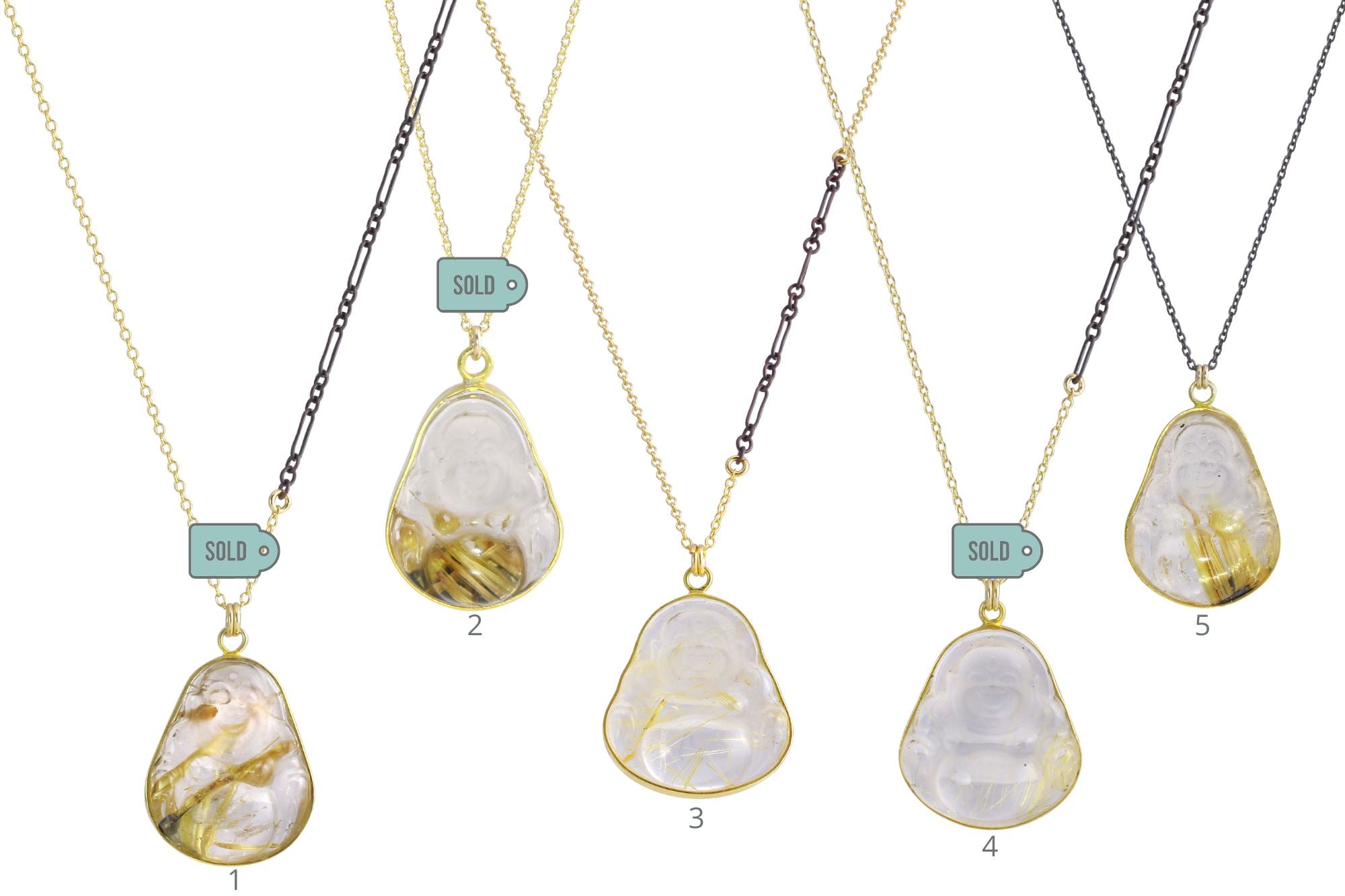 Happy Buddha rutilated quartz crystal necklace - gold filled | Aislinn collection necklace Amanda K Lockrow