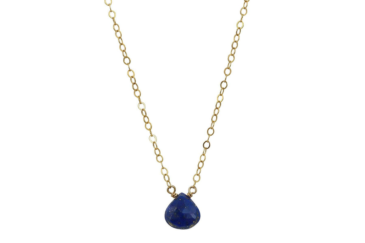 Dainty Lapis Lazuli drop 14K gold filled necklace // bridesmaid gift necklace Amanda K Lockrow 