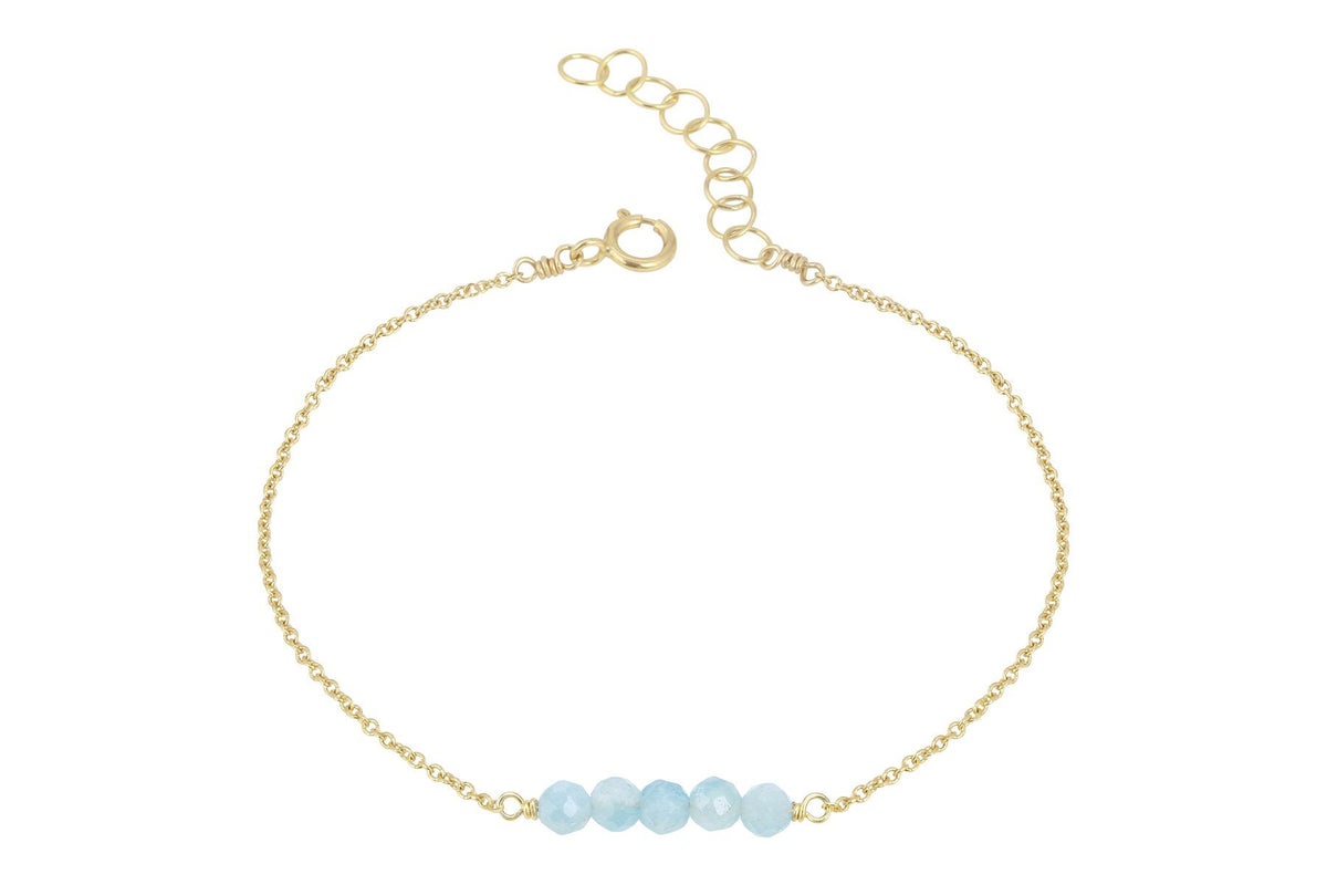 Elements- Aquamarine 5 stone gold filled adjustable chain bracelet bracelet Amanda K Lockrow 