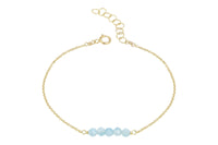 Elements- Aquamarine 5 stone gold filled adjustable chain bracelet bracelet Amanda K Lockrow 