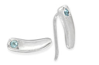 Small sterling silver Siria ear climbers with aquamarine stones earrings Amanda K Lockrow