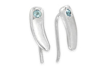 Small sterling silver Siria ear climbers with aquamarine stones earrings Amanda K Lockrow