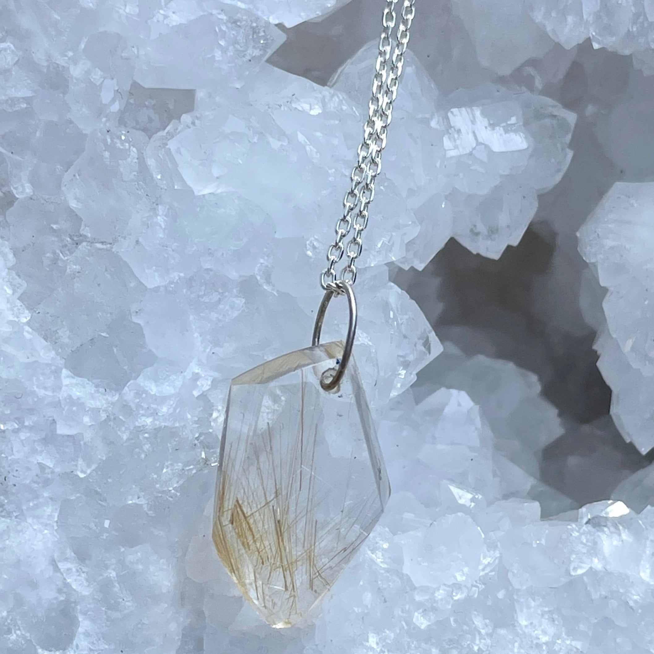 Rutilated quartz crystal geo necklace necklace Amanda K Lockrow