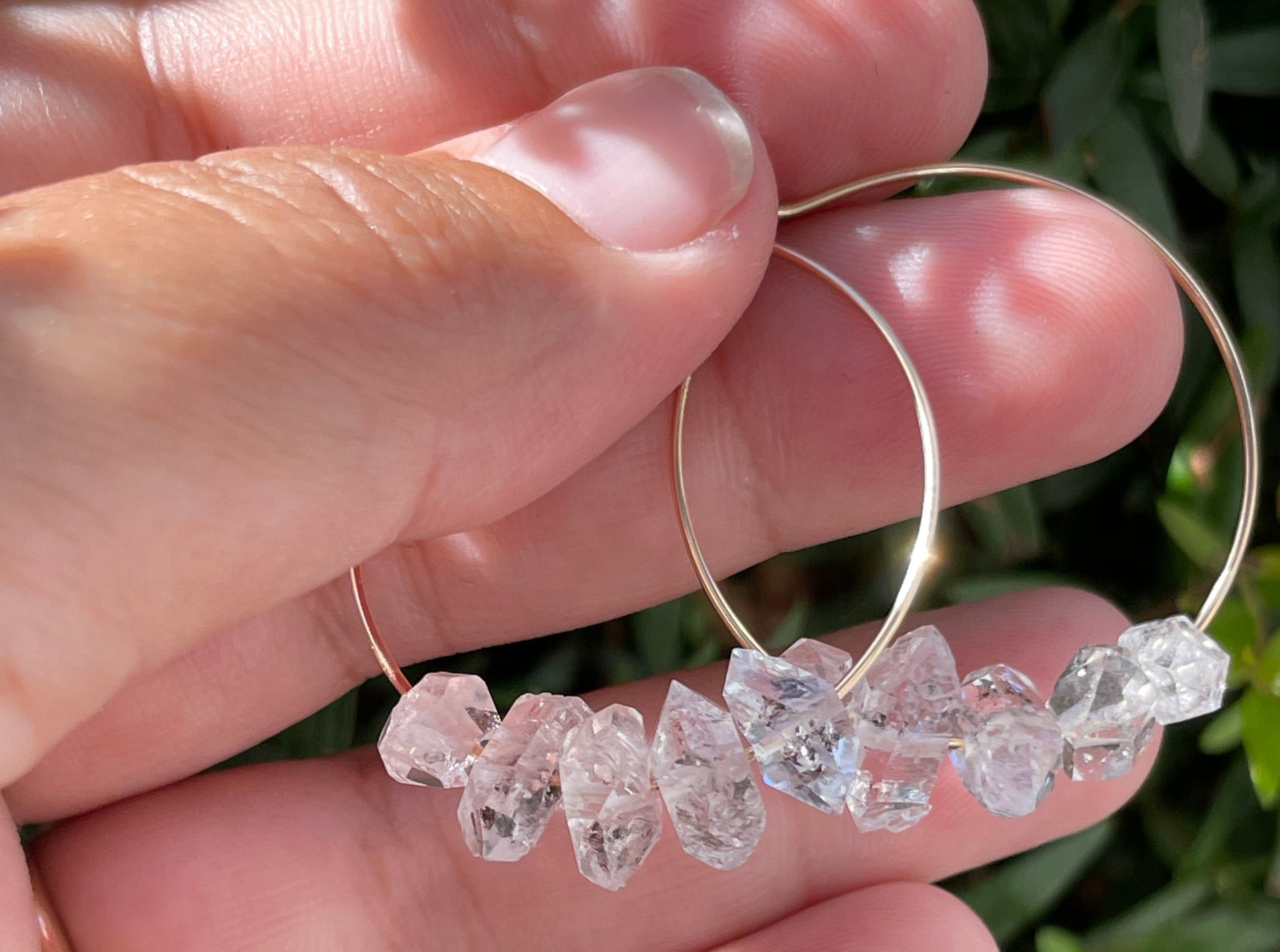 14K gold filled larger herkimer diamond hoop earrings - Elements hoops earrings Amanda K Lockrow