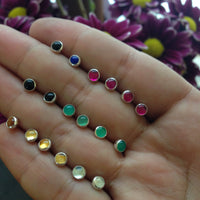 18K gold vermeil green onyx silver dot stud earrings earrings Amanda K Lockrow