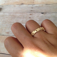 Ginkgo leaves sterling silver wedding band ring Amanda K Lockrow