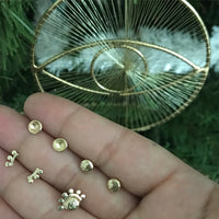 14k yellow gold sunrise stud earrings // 3 rays earrings Amanda K Lockrow