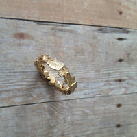 Ginkgo leaves sterling silver wedding band ring Amanda K Lockrow