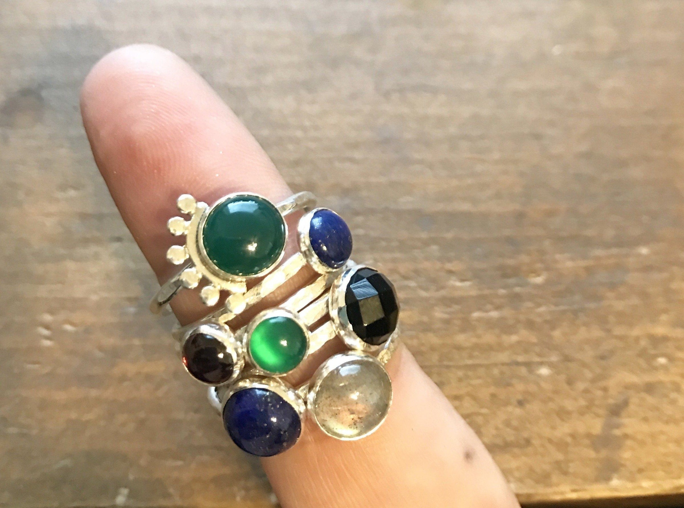 Black onyx 8mm sterling silver stacking ring ring Amanda K Lockrow