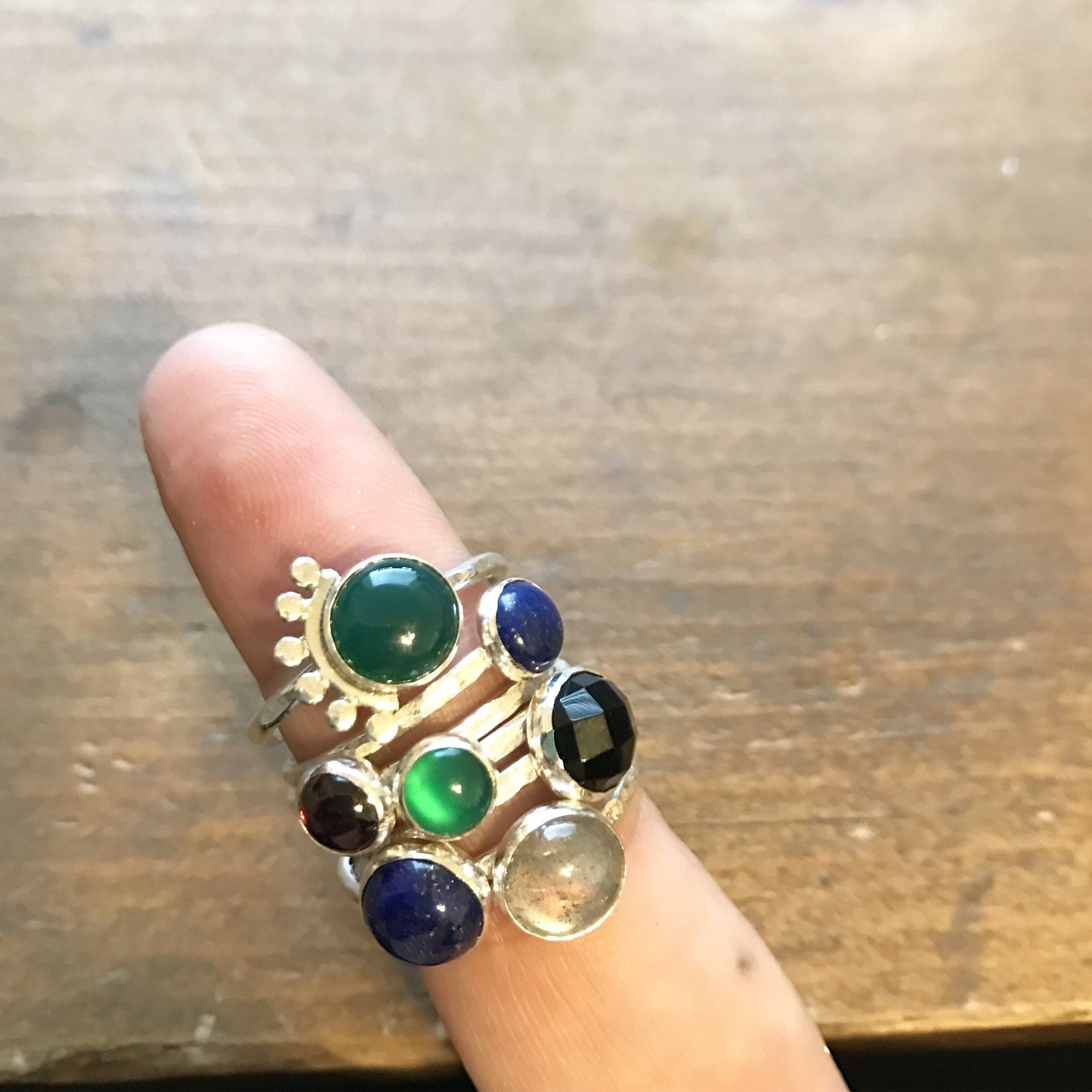 Lapis Lazuli 8mm sterling silver stacking ring ring Amanda K Lockrow