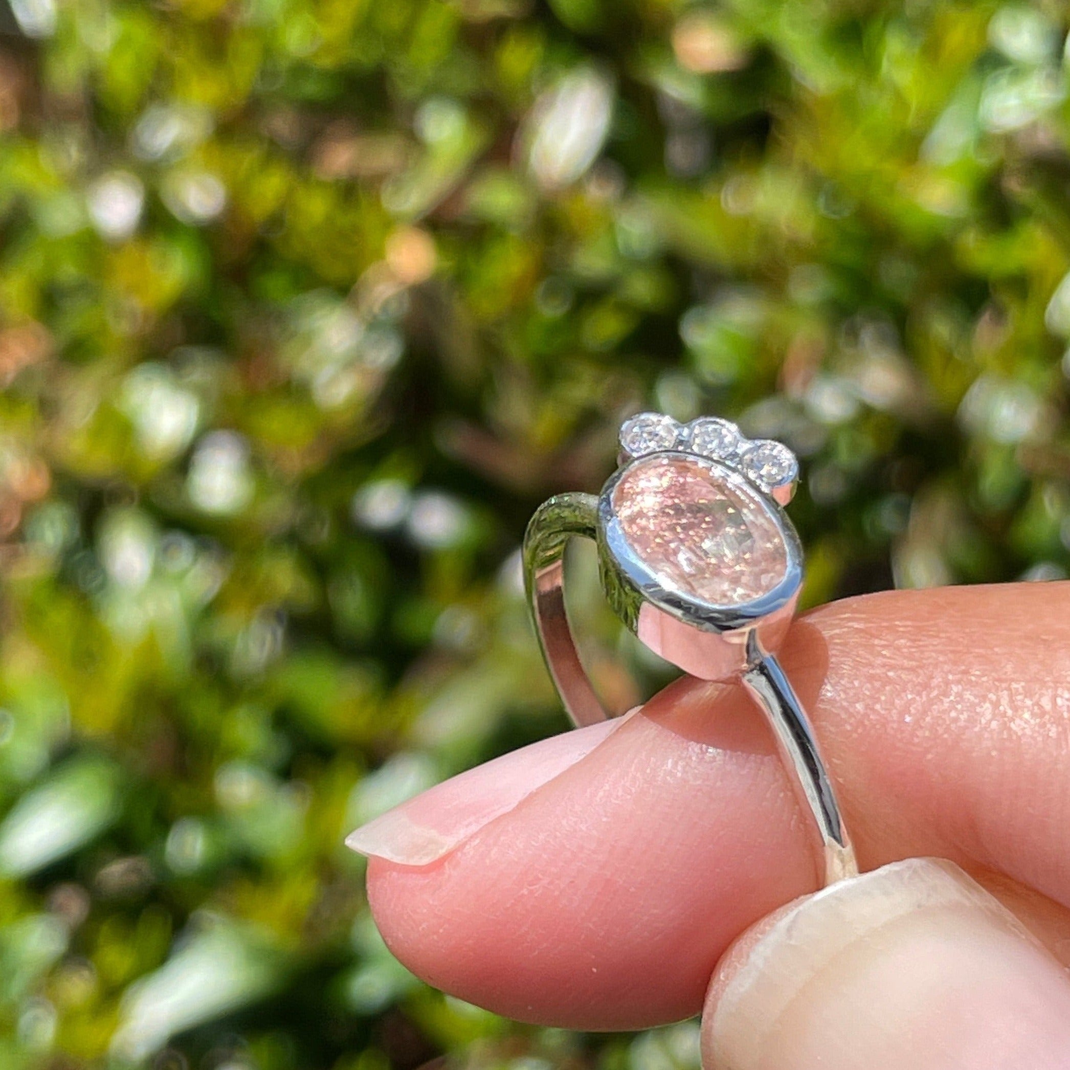 Oregon Sunstone and Diamond Ring - sterling silver ring Amanda K Lockrow