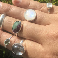Rainbow moonstone sterling silver ring - size 8 ring Amanda K Lockrow