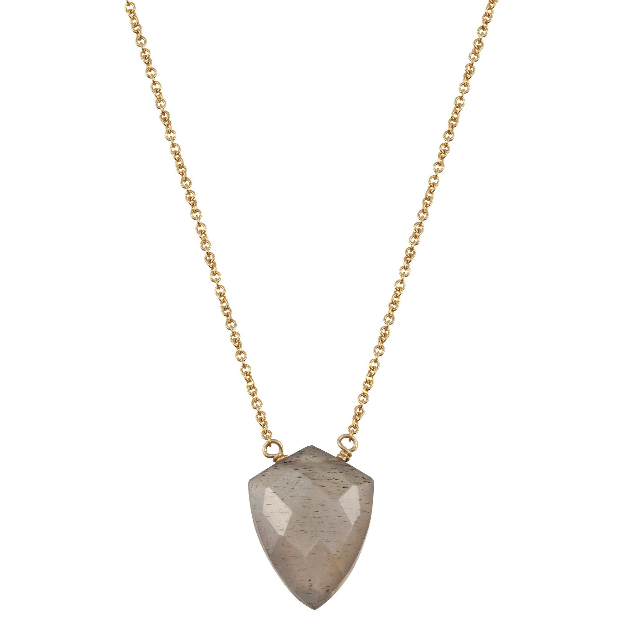 Grey moonstone shield 14k yellow gold filled necklace necklace Amanda K Lockrow