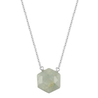 Aquamarine hexagon sterling silver necklace necklace Amanda K Lockrow