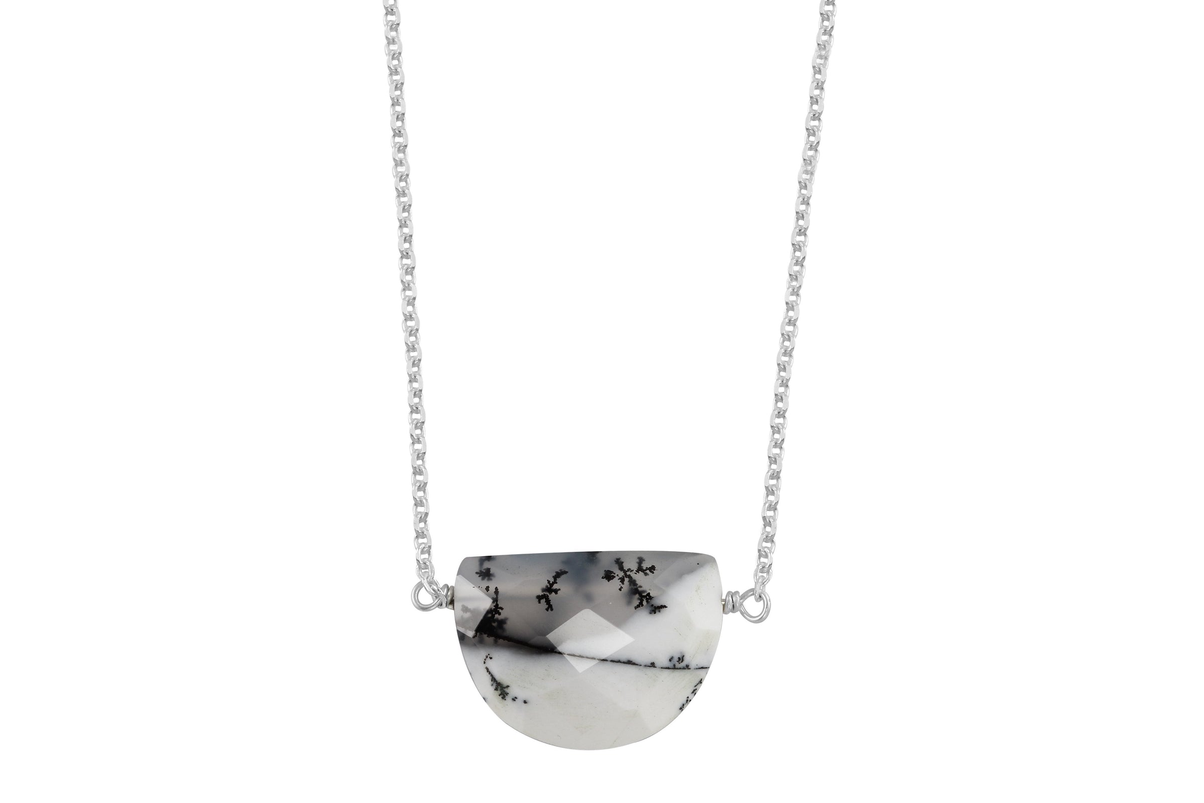 Dendritic opal half moon sterling silver necklace necklace Amanda K Lockrow