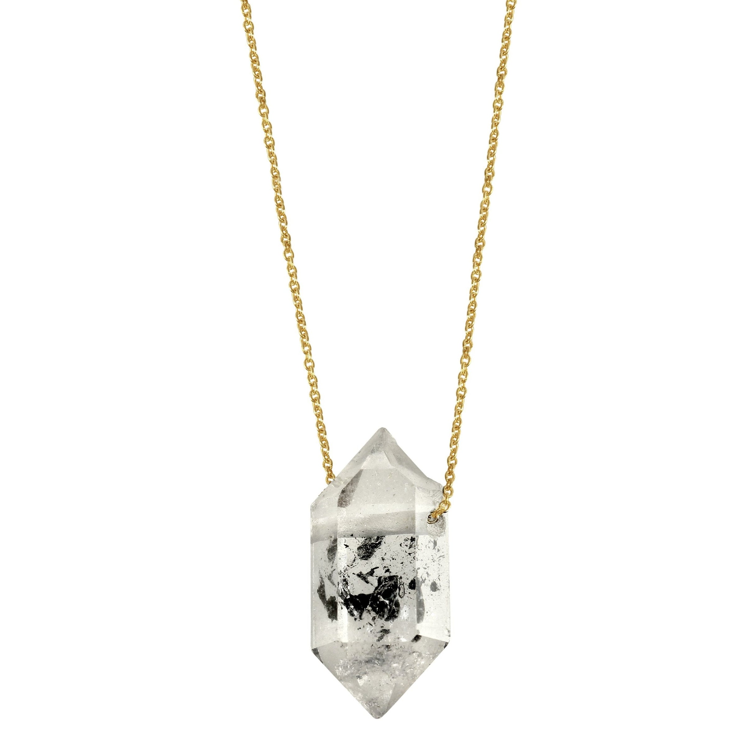 Tara necklace - 14K gold tibetan quartz floating crystal necklace necklace Amanda K Lockrow