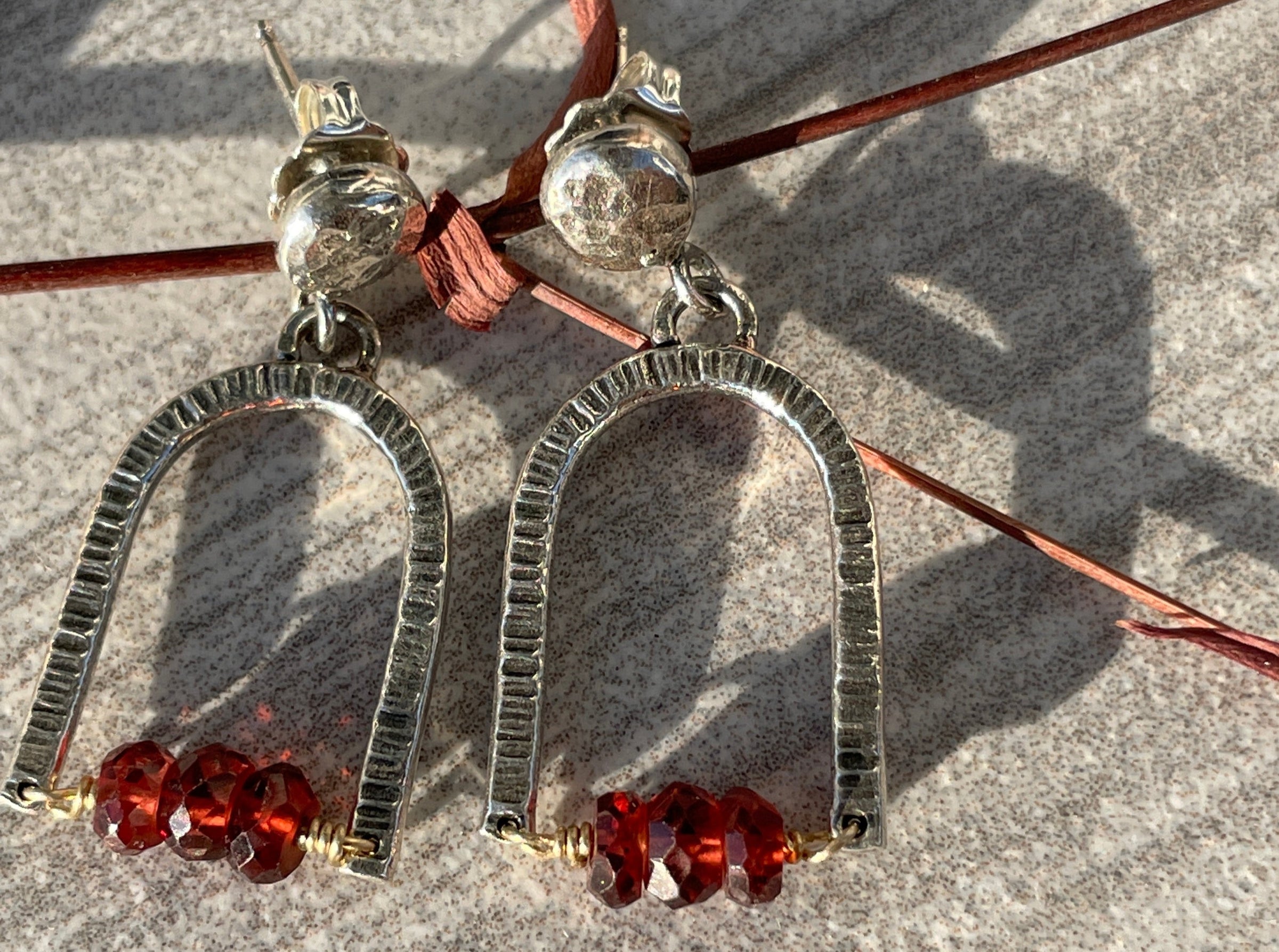 Garnet Arch Dangle Earrings - sterling silver | Sticks & Stones Collection earrings Amanda K Lockrow