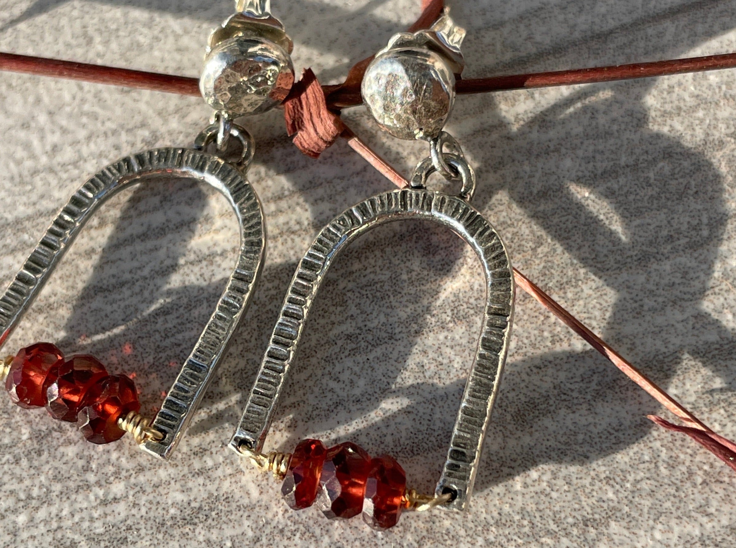 Garnet Arch Dangle Earrings - sterling silver | Sticks & Stones Collection earrings Amanda K Lockrow