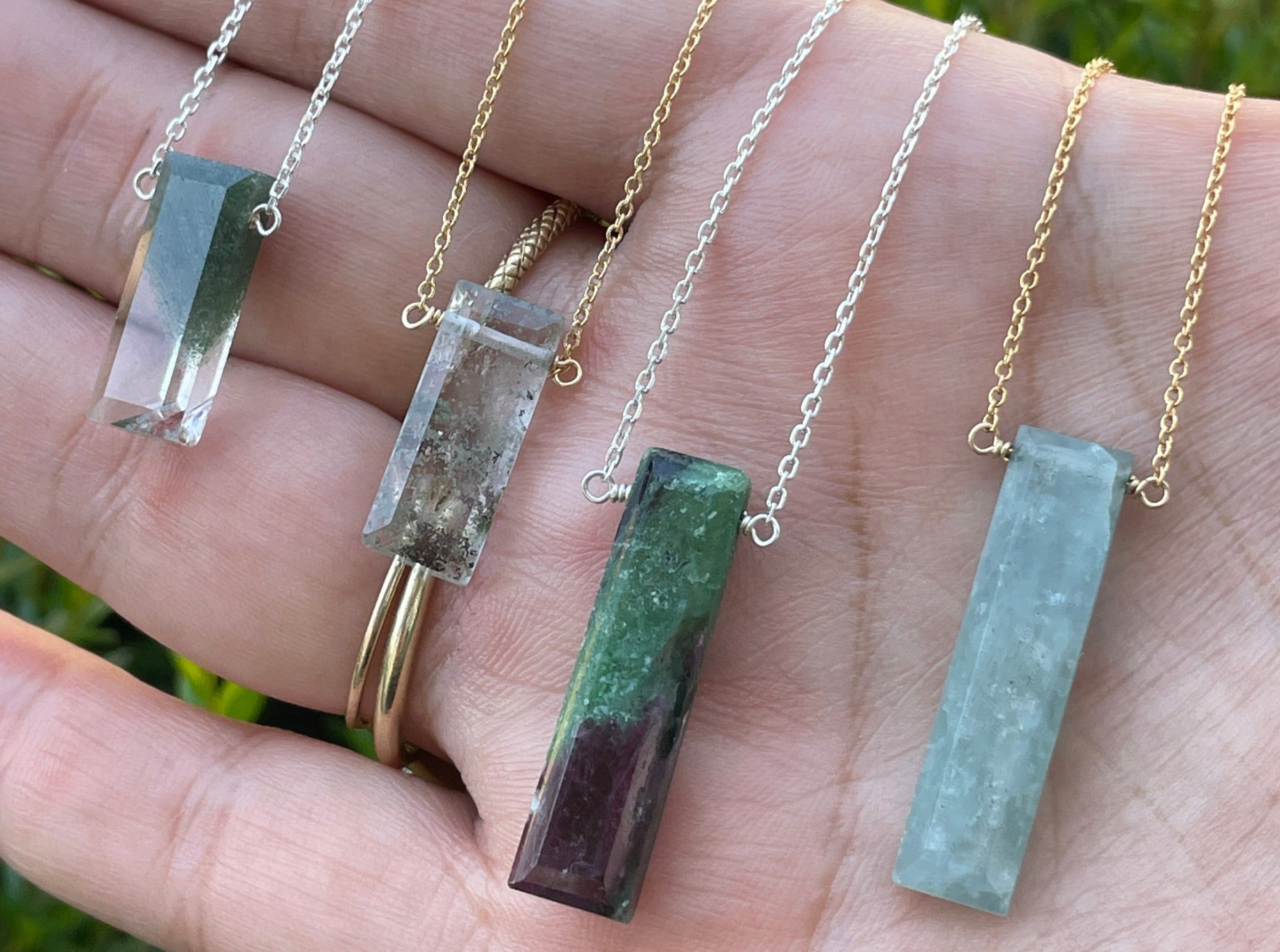 Ruby Zoisite Bar Necklace - sterling silver or 14k gold filled | Little Rock Collection necklace Amanda K Lockrow