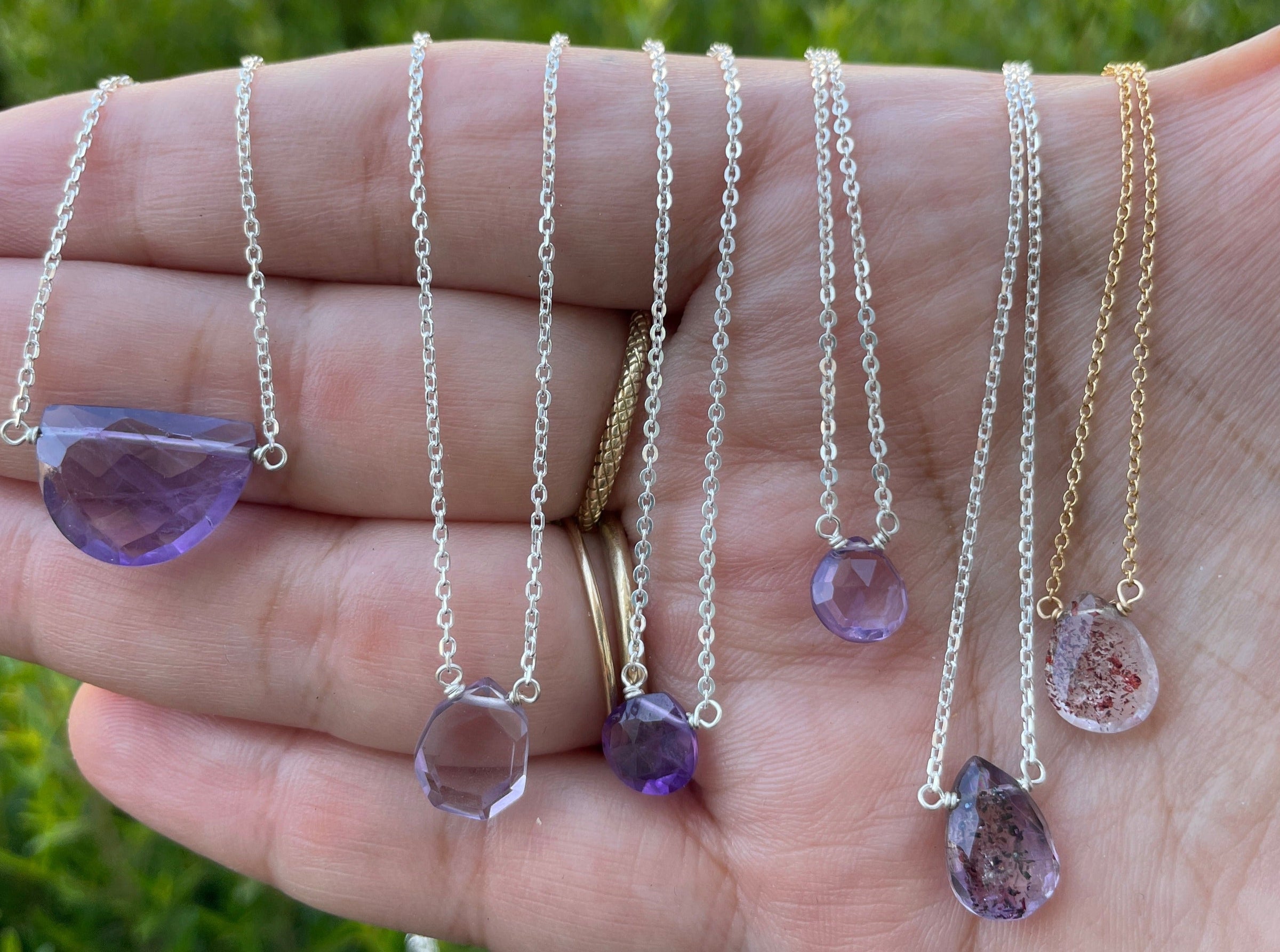 Pink Amethyst Flat Geo Cut Necklace - sterling silver or 14k gold filled | Little Rock Collection necklace Amanda K Lockrow