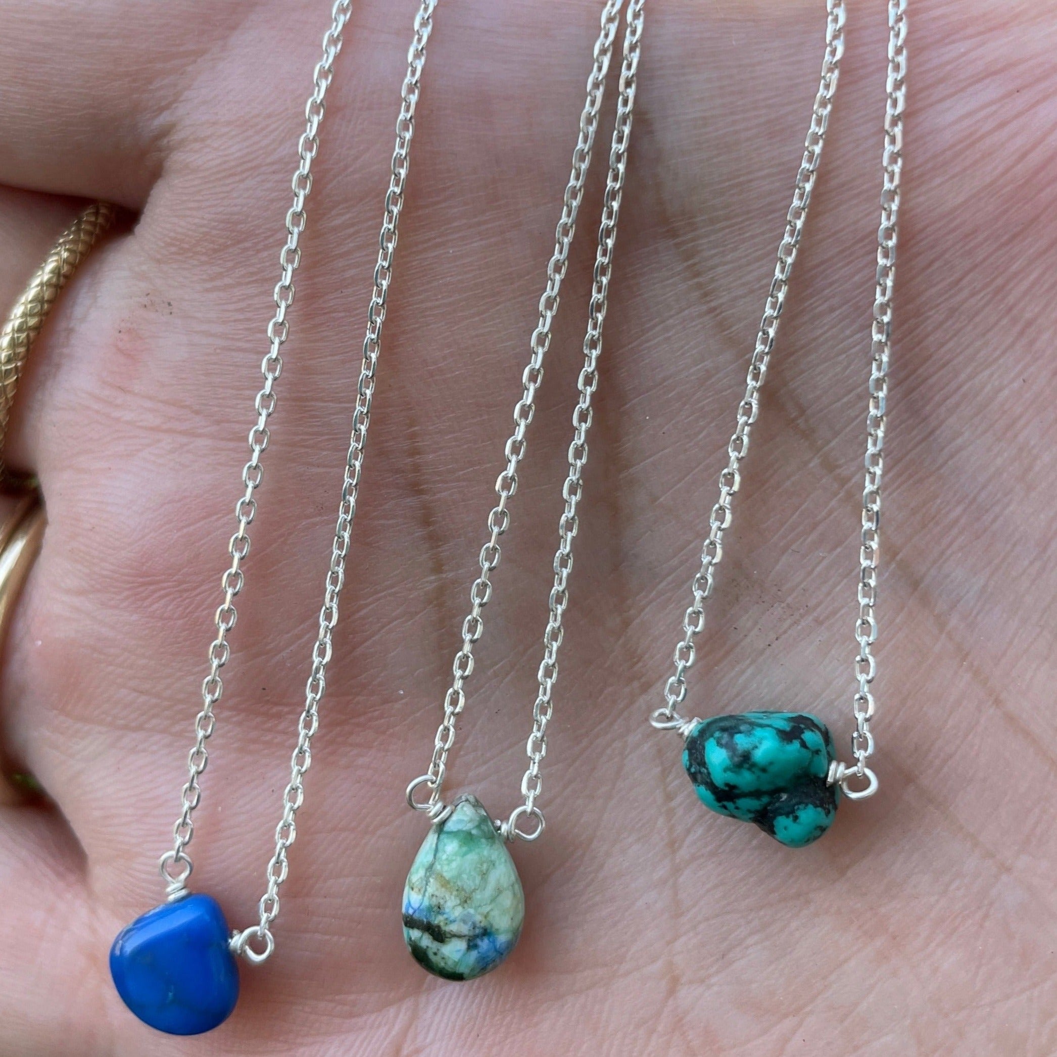 Turquoise Nugget Necklace - sterling silver or gold filled | Little Rock Collection necklace Amanda K Lockrow