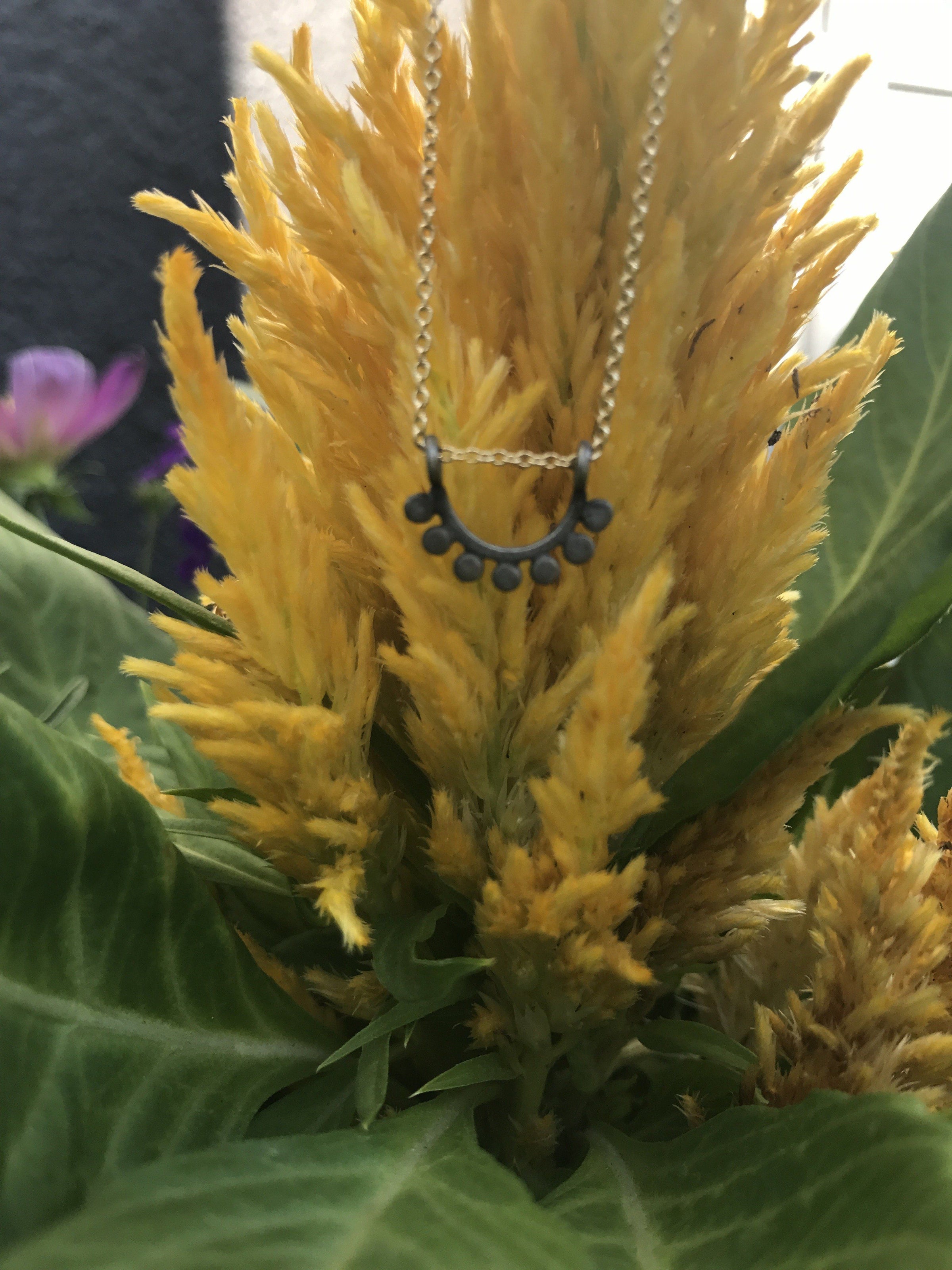 Sterling silver and gold filled dainty sunrise necklace necklace Amanda K Lockrow