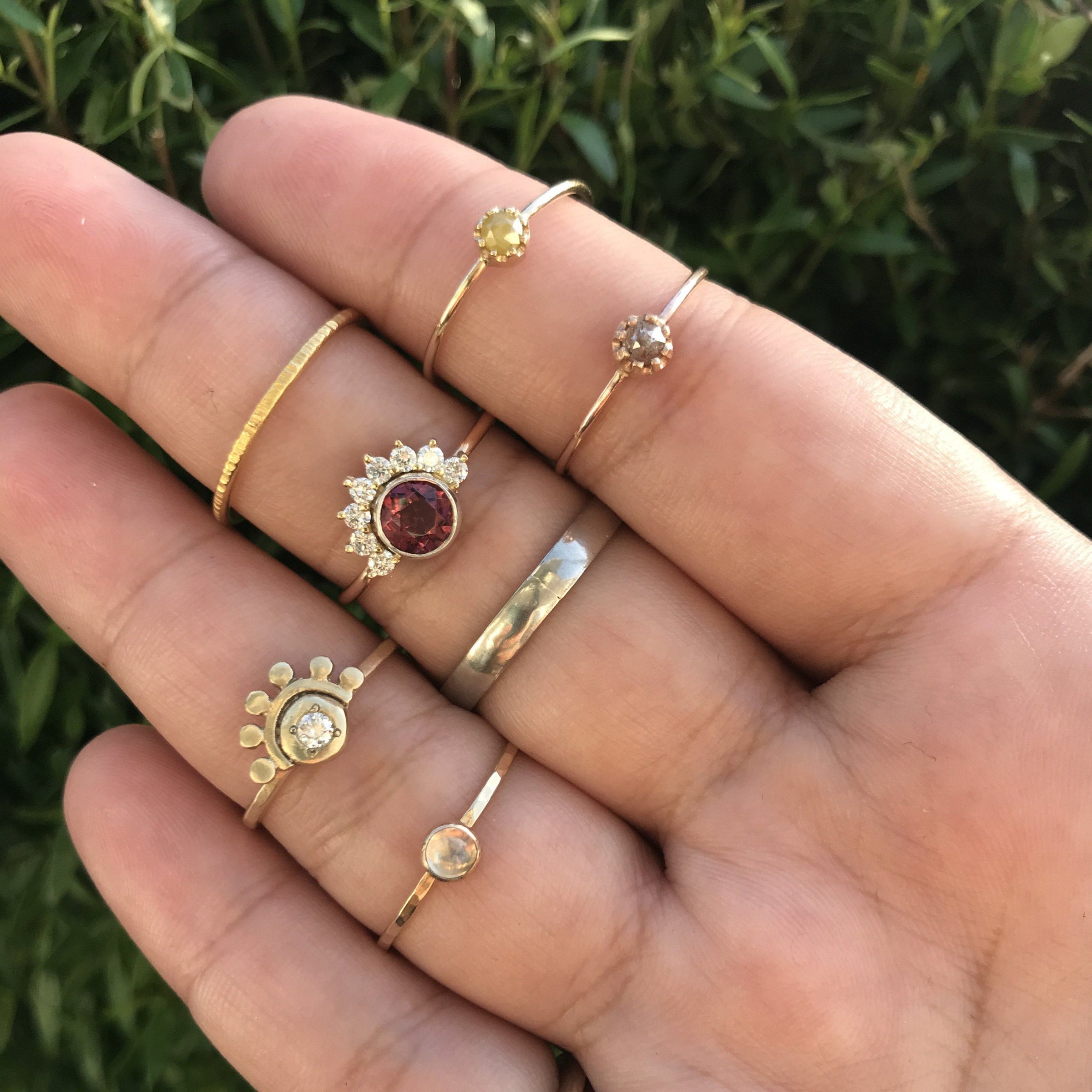 14K gold and yellow rosecut diamond stacking ring ring Amanda K Lockrow