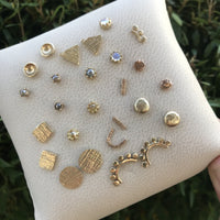 14k yellow gold sunrise stud earrings // 7 rays earrings Amanda K Lockrow