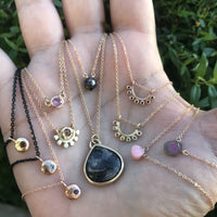 14k rose gold and sapphire dainty sunrise necklace necklace Amanda K Lockrow