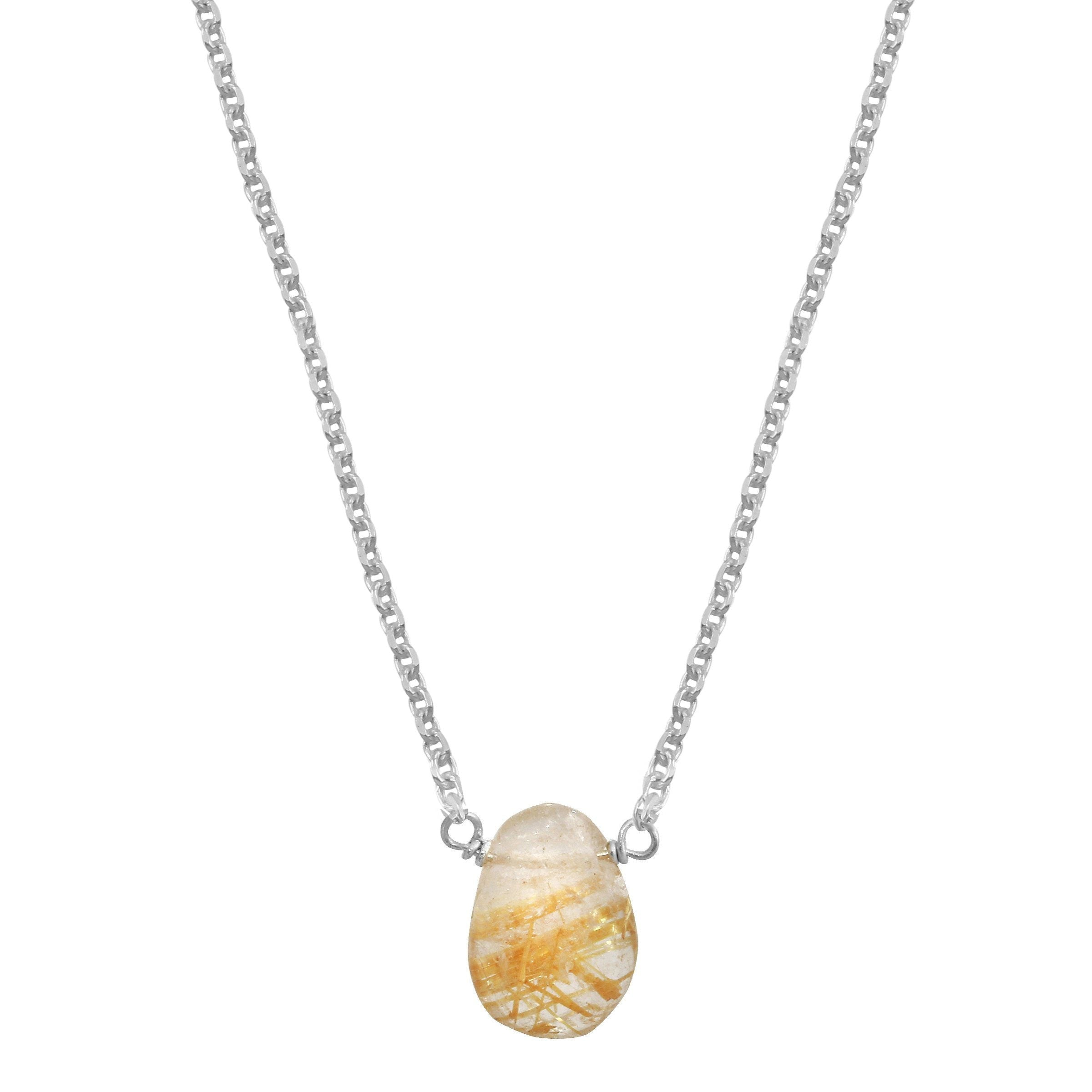 Rutilated quartz little rock necklace - choose sterling silver or gold filled necklace Amanda K Lockrow