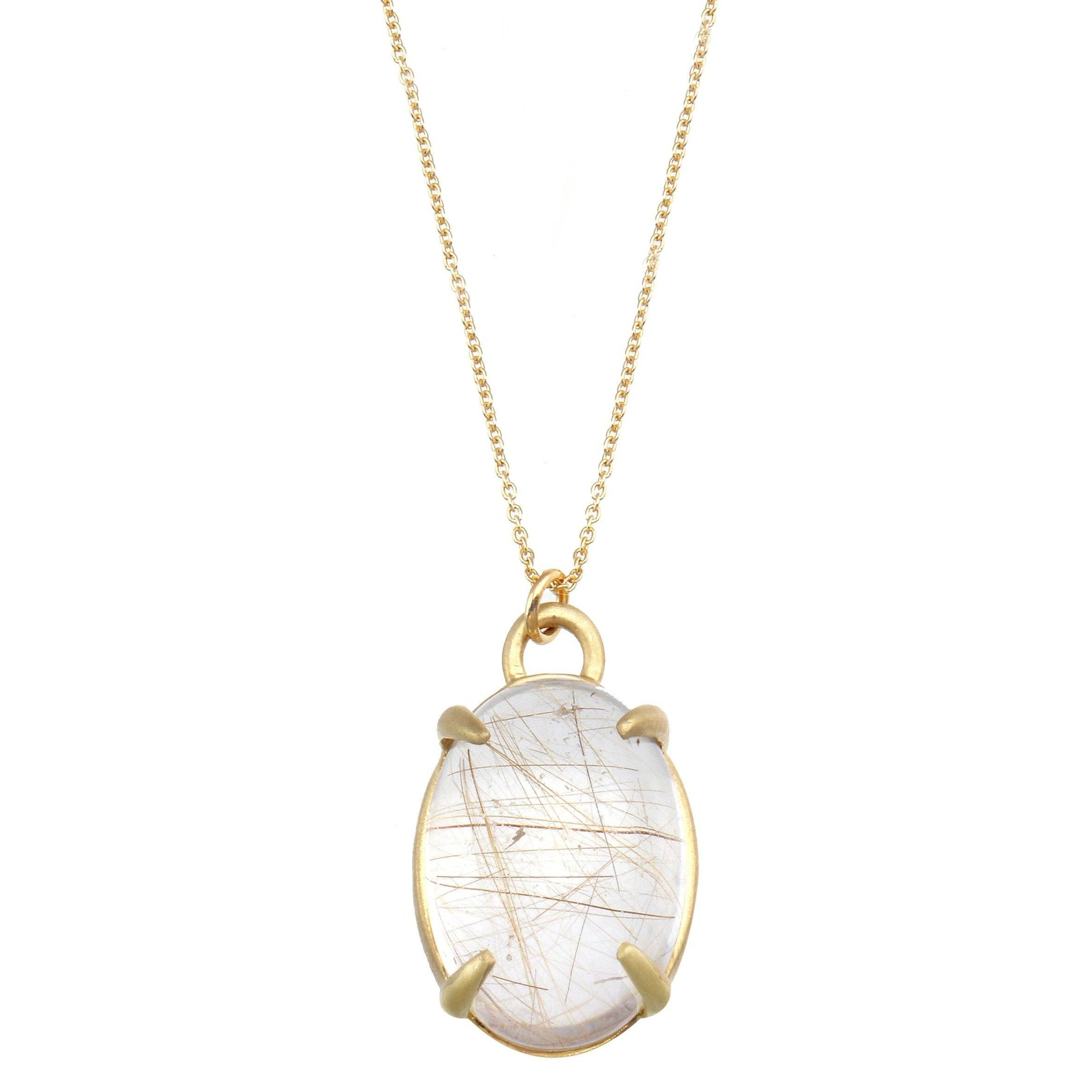 Aislinn rutilated quartz 14K gold necklace necklace Amanda K Lockrow