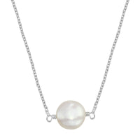 White coin pearl little rock sterling silver necklace necklace Amanda K Lockrow