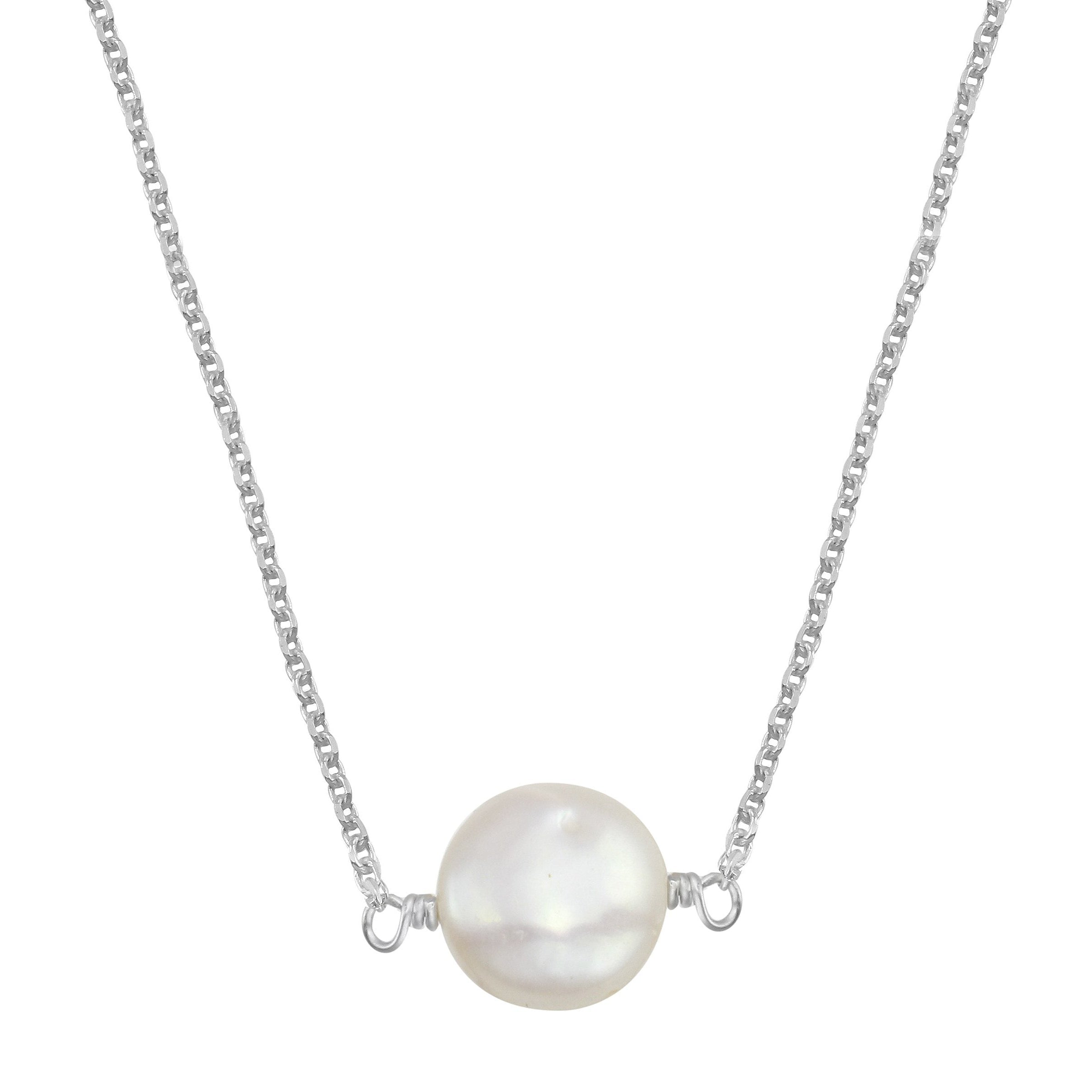 White coin pearl little rock sterling silver necklace necklace Amanda K Lockrow