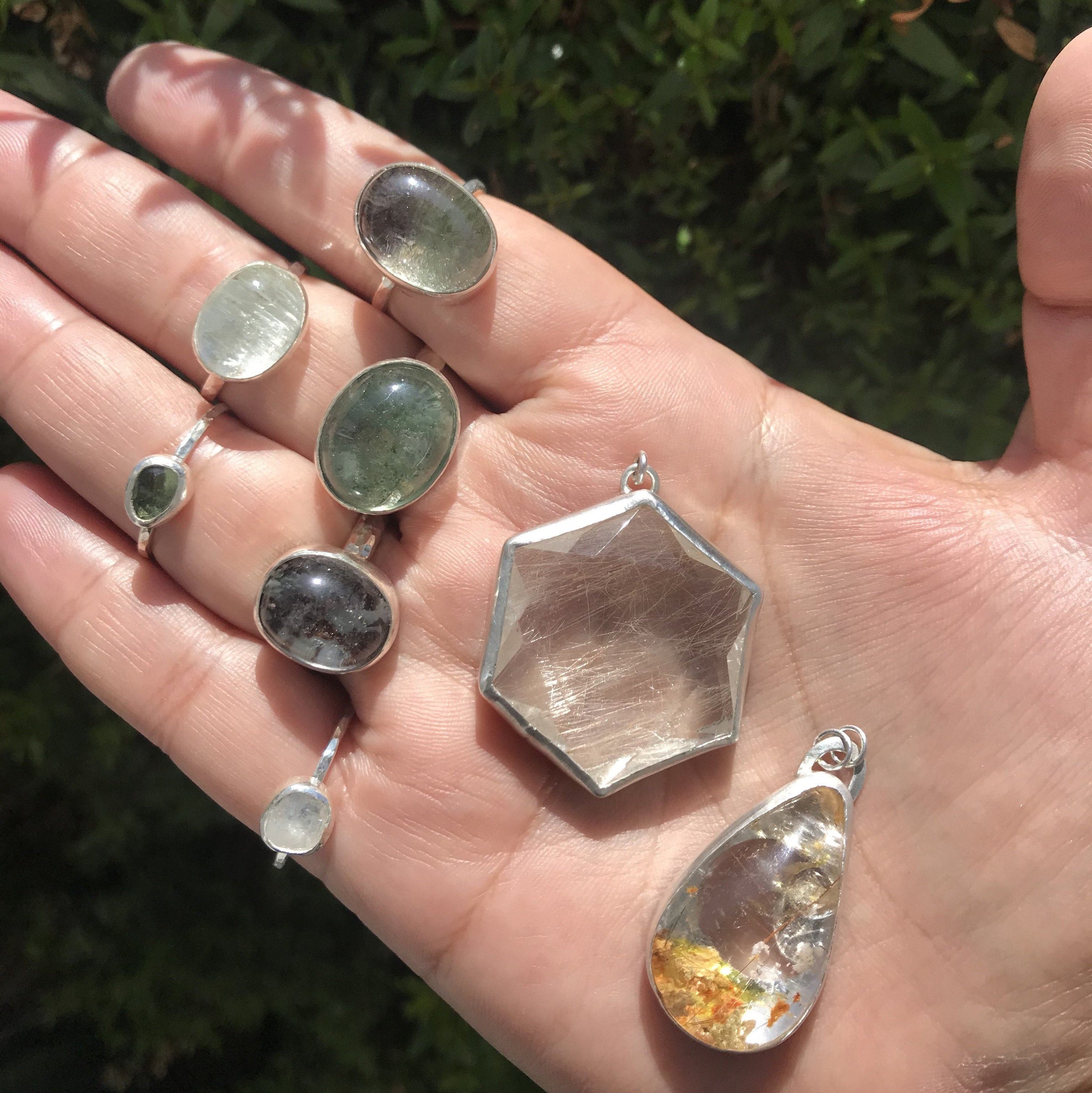 Aislinn hexagon rutilated quartz sterling silver necklace necklace Amanda K Lockrow