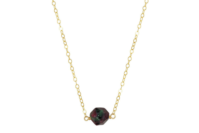 LIttle rock ruby zoisite faceted nugget 14K yellow gold filled necklace necklace Amanda K Lockrow 
